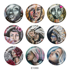 Painted metal 20mm snap buttons   girl  Print