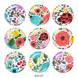 Painted metal 20mm snap buttons  flower Print