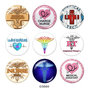Painted metal 20mm snap buttons  Nurse medical care Print