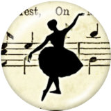 Painted metal 20mm snap buttons  Ballet  Print