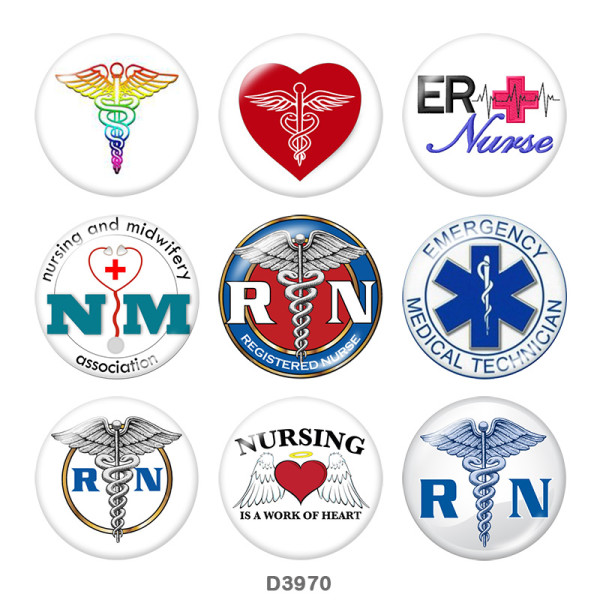 Painted metal 20mm snap buttons    Nurse Medical treatment  Print