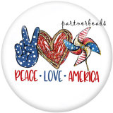Painted metal Independence Day 20mm snap buttons  USA Peace Love America 4th Of July   Print