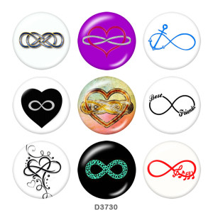 Painted metal 20mm snap buttons  Infinity LOVE faith Print