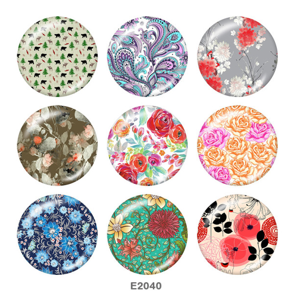 Painted metal 20mm snap buttons   Flower  Print