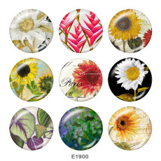 Painted metal 20mm snap buttons   Sunflower  Print
