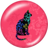 Painted metal 20mm snap buttons  cat Print