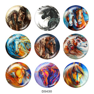 Painted metal 20mm snap buttons  horse   Print