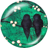 Painted metal 20mm snap buttons   Bird  Print