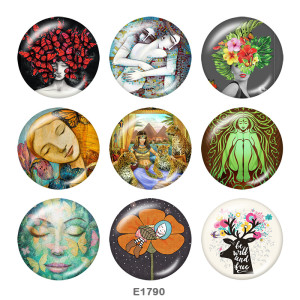 Painted metal 20mm snap buttons   girl   Print