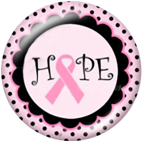 Painted metal 20mm snap buttons  pink Ribbon hope Print