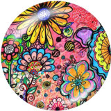 Painted metal 20mm snap buttons   Flower  Butterfly  Print