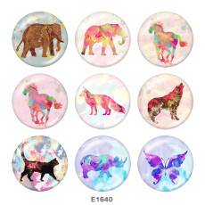 Painted metal 20mm snap buttons   Wolf  Elephant  Print