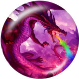 Painted metal 20mm snap buttons  dragon Print