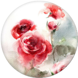 Painted metal 20mm snap buttons   flower Print