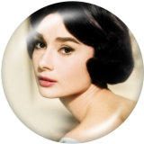 Painted metal 20mm snap buttons  Audrey Hepburn