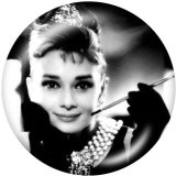 Painted metal 20mm snap buttons  Audrey Hepburn