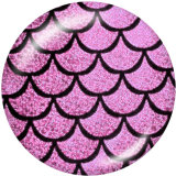 Painted metal 20mm snap buttons  Fish scales    Print