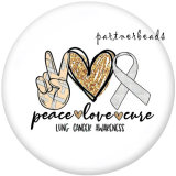 Painted metal 20mm snap buttons   Peace Love Hope  Print