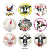 Painted metal 20mm snap buttons  farm Print