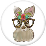 Painted metal 20mm snap buttons  rabbit Print