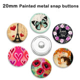 Painted metal 20mm snap buttons  princess Print