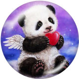 Painted metal 20mm snap buttons  panda  Print