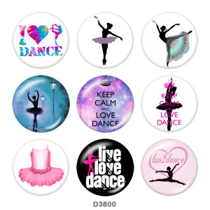 Painted metal 20mm snap buttons  dance   Print
