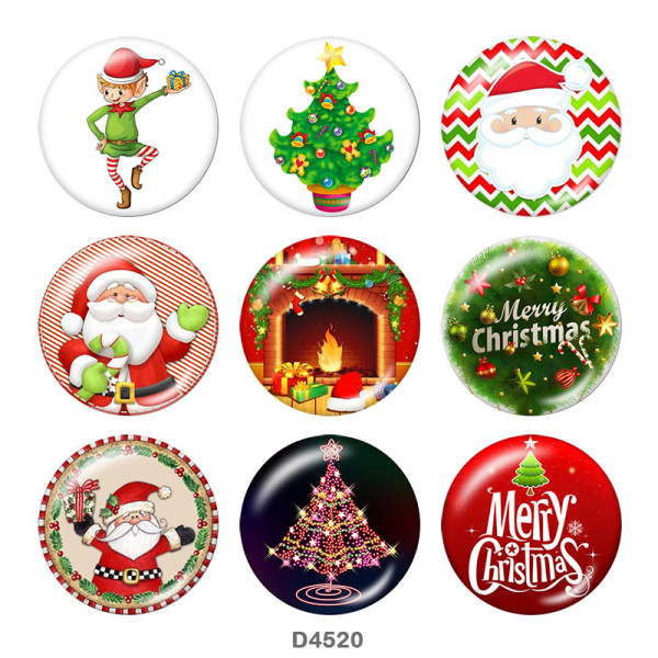 Painted metal 20mm snap buttons   Christmas  Print