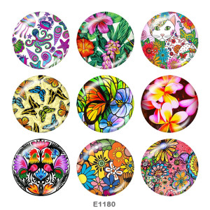 Painted metal 20mm snap buttons   Flower  Butterfly  Print