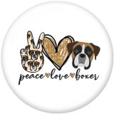 Painted metal 20mm snap buttons   Peace love  Pugs  Print