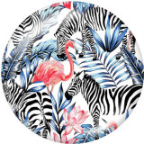 Painted metal 20mm snap buttons   Flamingo  Print Beach Ocean