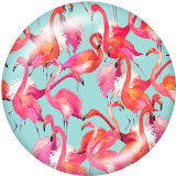Painted metal 20mm snap buttons   Flamingo  Print Beach Ocean