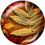 Painted metal 20mm snap buttons  leaf Print