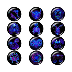 Painted metal 20mm snap buttons  Birthstone  12 constellations  snap bottom