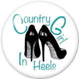 Painted metal 20mm snap buttons  country girl Print