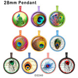 10pcs/lot   peacock  glass  picture printing products of various sizes  Fridge magnet cabochon