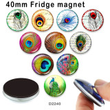 10pcs/lot   peacock  glass  picture printing products of various sizes  Fridge magnet cabochon