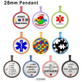 10pcs/lot  Autism  Awareness  glass  picture printing products of various sizes  Fridge magnet cabochon