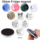 10pcs/lot  Feather words  glass  picture printing products of various sizes  Fridge magnet cabochon