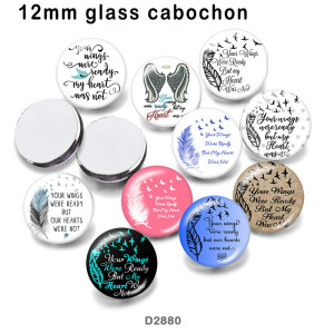 10pcs/lot  Feather words  glass  picture printing products of various sizes  Fridge magnet cabochon