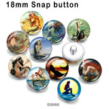 10pcs/lot  mermaid   glass  picture printing products of various sizes  Fridge magnet cabochon