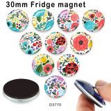 10pcs/lot   Flower   glass  picture printing products of various sizes  Fridge magnet cabochon