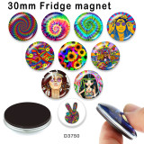 10pcs/lot  color   Flower  glass  picture printing products of various sizes  Fridge magnet cabochon