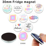 10pcs/lot  words  pattern  glass  picture printing products of various sizes  Fridge magnet cabochon