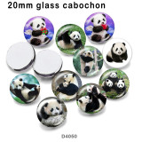10pcs/lot  panda  glass  picture printing products of various sizes  Fridge magnet cabochon
