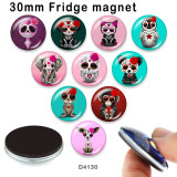 10pcs/lot  Dog  skull  glass  picture printing products of various sizes  Fridge magnet cabochon