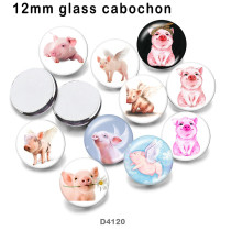 10pcs/lot  pig  glass  picture printing products of various sizes  Fridge magnet cabochon