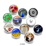 20MM  Flower   mandala   Print   glass  snaps buttons