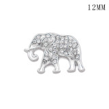 Elephant anti war peace sign12MM snap silver plated  interchangable snaps jewelry