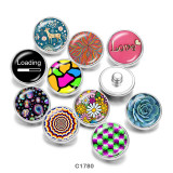 20MM  Flower  love  Print   glass  snaps buttons